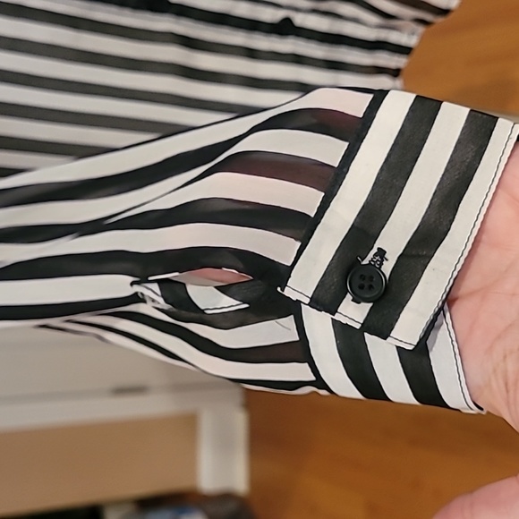 Almost Famous Black & White Striped Blouse - Medium - Picture 3 of 5
